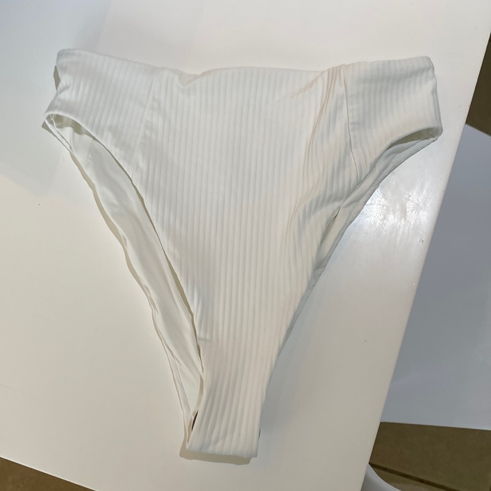 Vitamin A White Ribbed Bikini Bottom